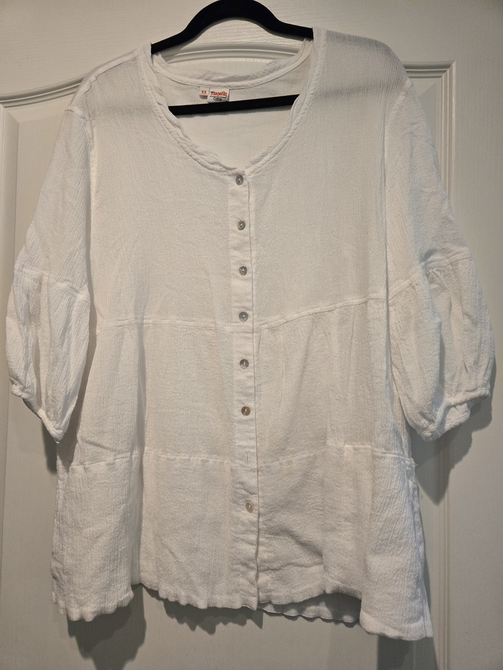 Tianello White Button-Front Peplum Blouse